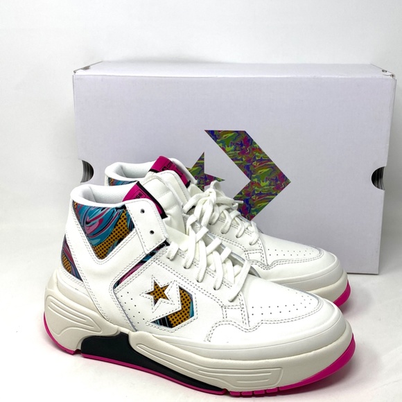 Converse Weapon CX Shoes Mid Top Pink White Leather Men Size Sneakers A00437C - Picture 5 of 10